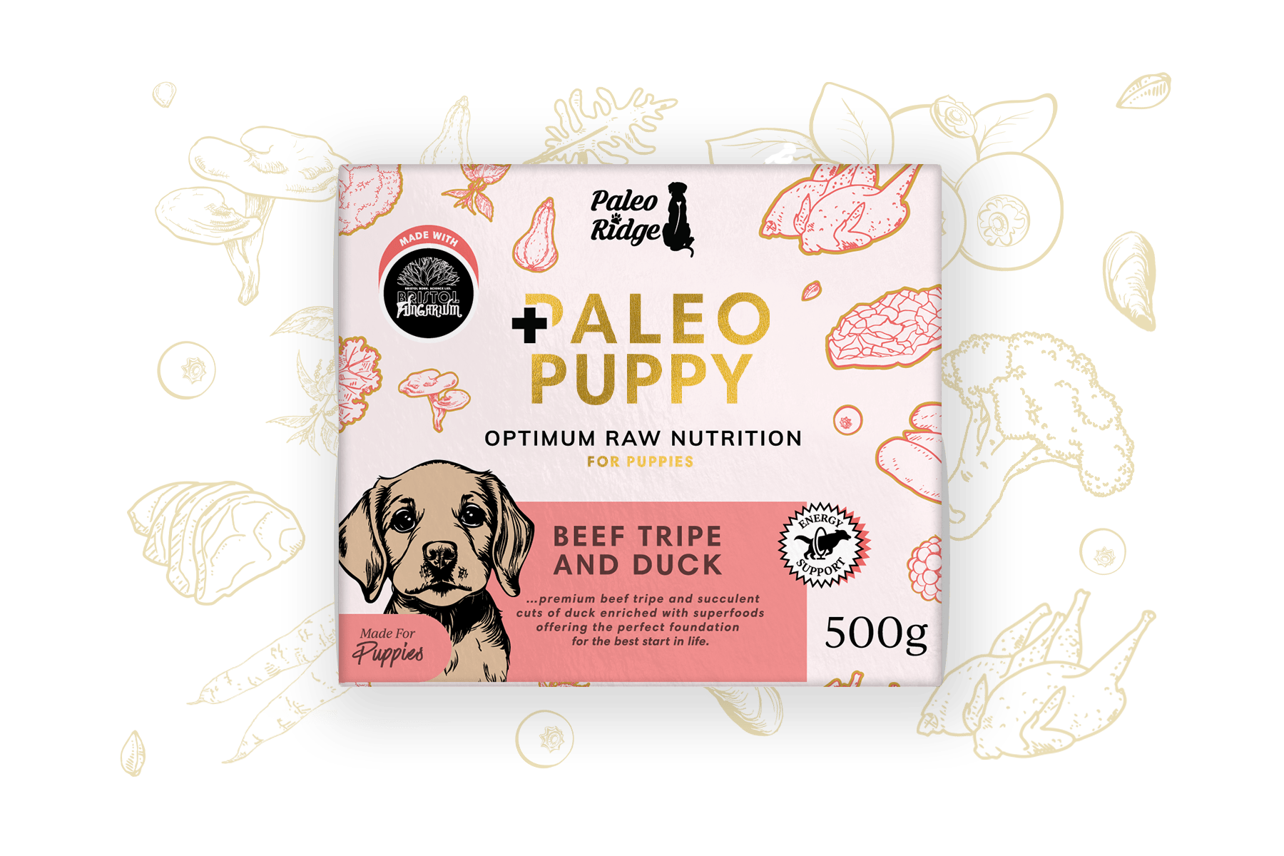 Paleo Puppy Beef Tripe and Duck (500g) - Paleo Ridge